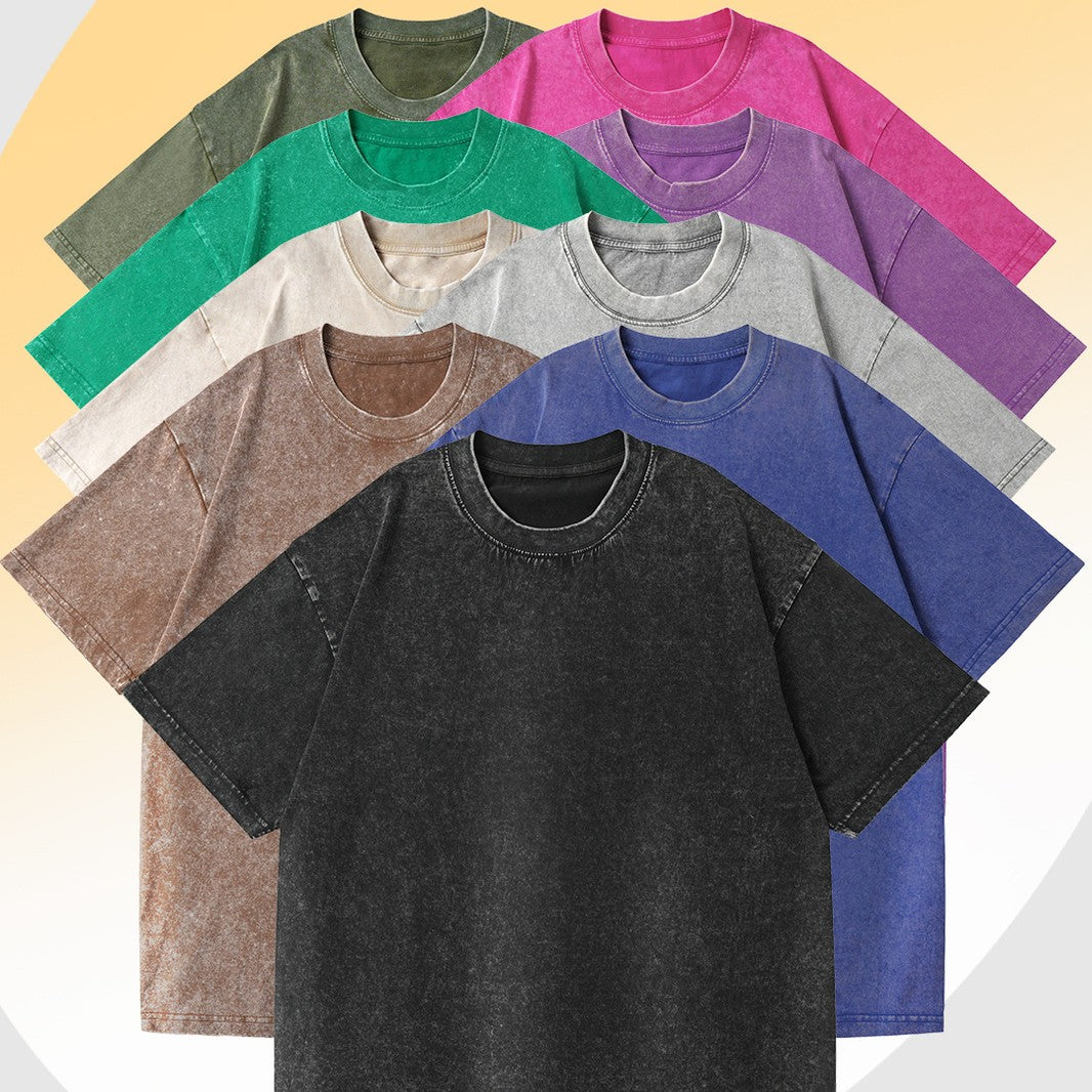 Unisex Drop‑Shoulder Loose Cotton Tee – Soft Vintage Wash