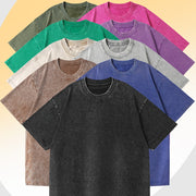 Unisex Drop‑Shoulder Loose Cotton Tee – Soft Vintage Wash