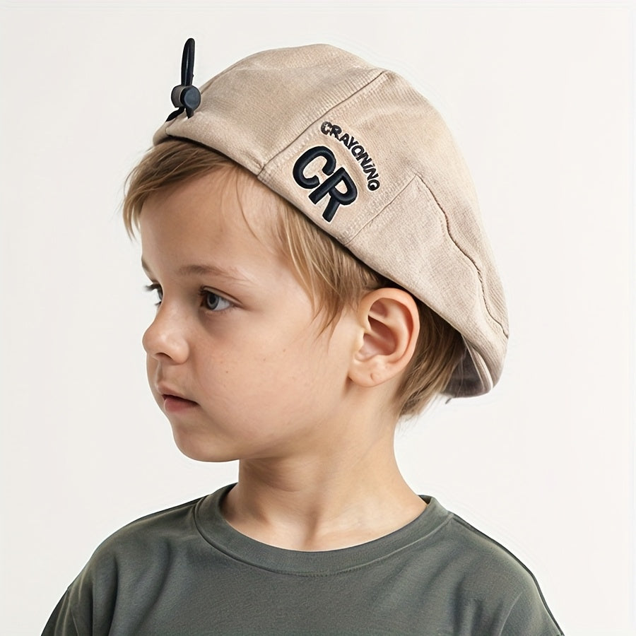Spring and Autumn Beret Pack with Embroidered Letters for Kids Aged 2-5 Years