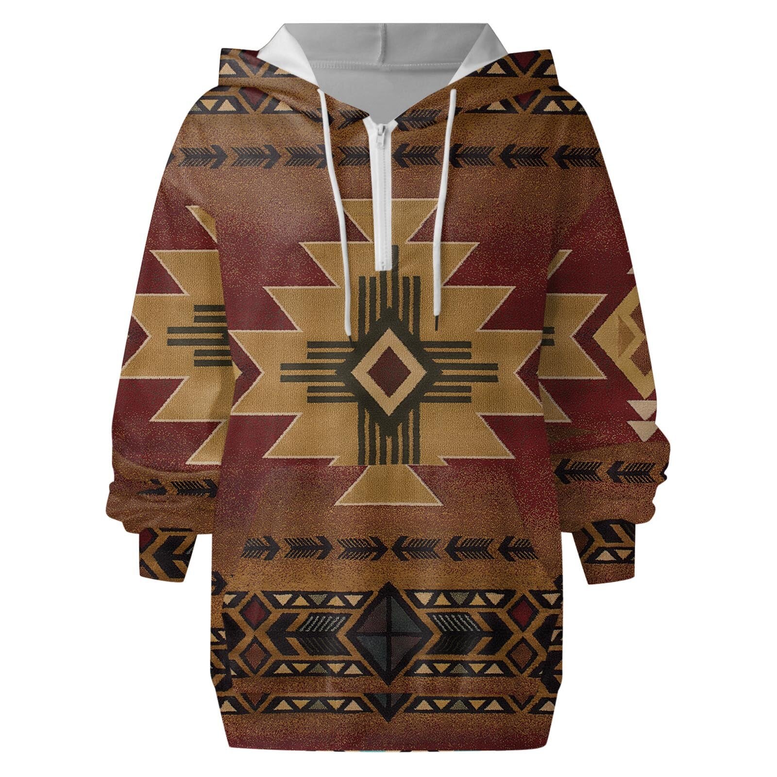 European And American Women's Zip Pocket Print Casual Hoodie