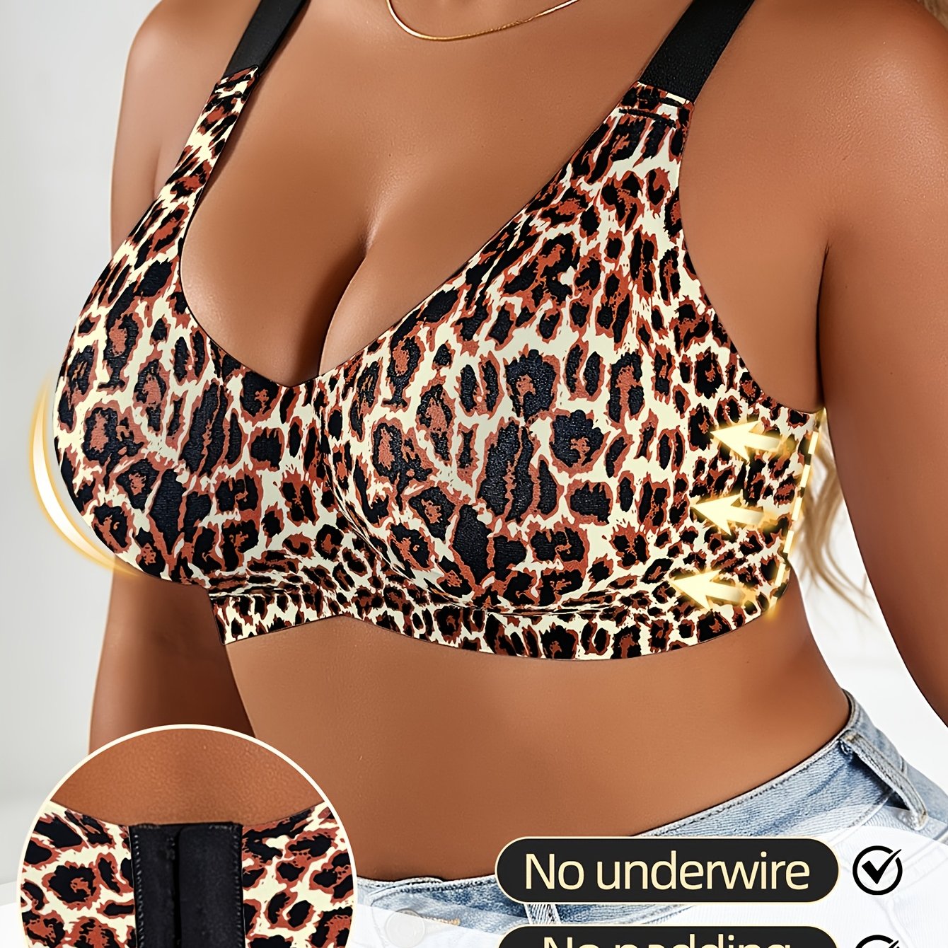 Wire-Free Push-Up Bra for Plus Sizes with Side Support