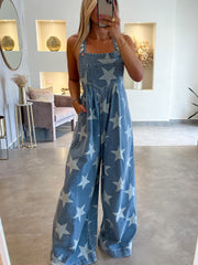 Female Fashion Five-pointed Star Printing Romper