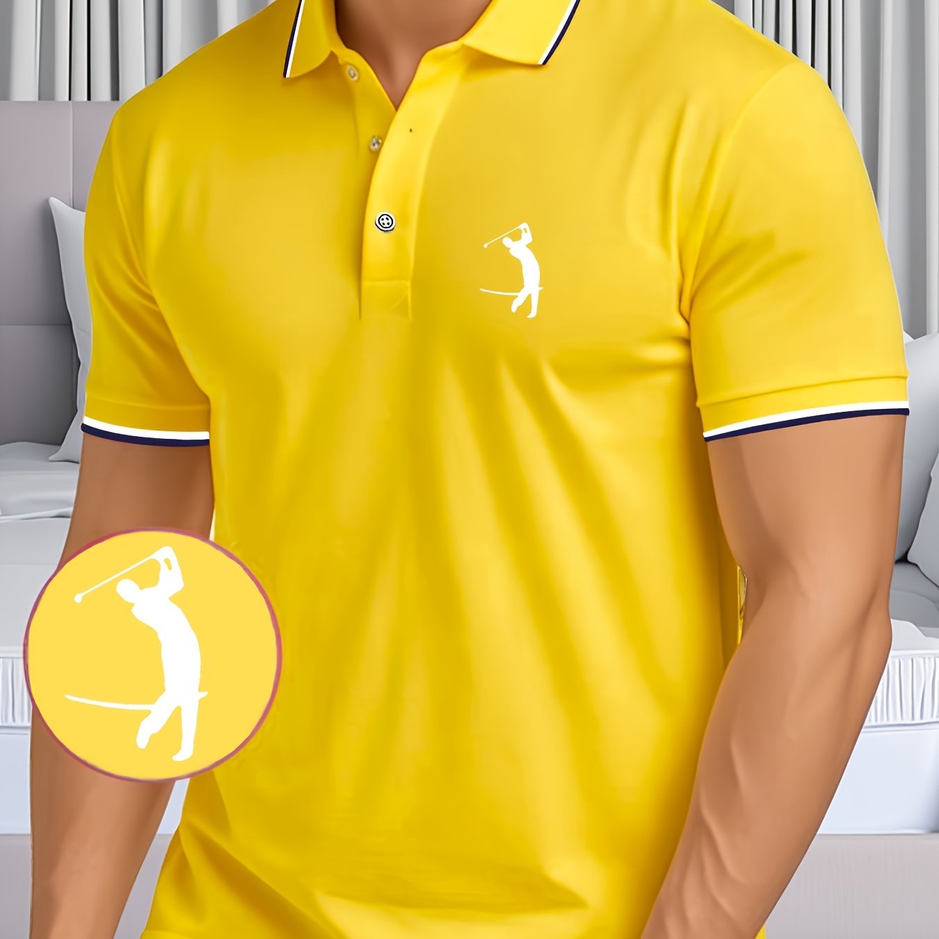 Men's Golf-Themed Short Sleeve Polo Shirt – Soft Fabric, Casual & Business Casual