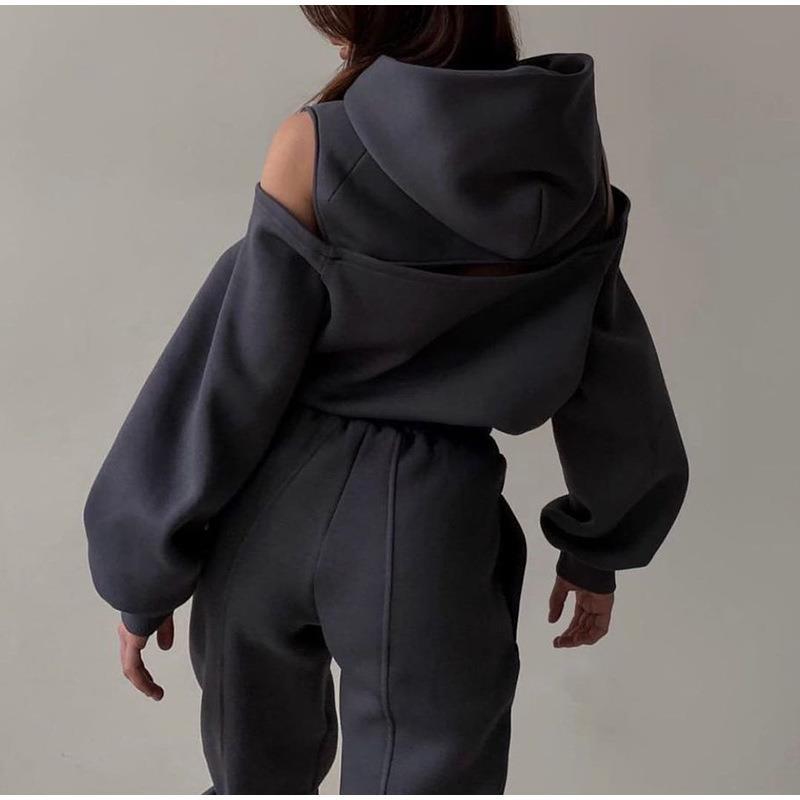 Women's Casual Hooded Sweatshirt & Trousers Lounge Suit