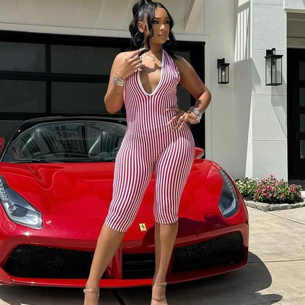 Women's Backless Cutout Strappy Jumpsuit