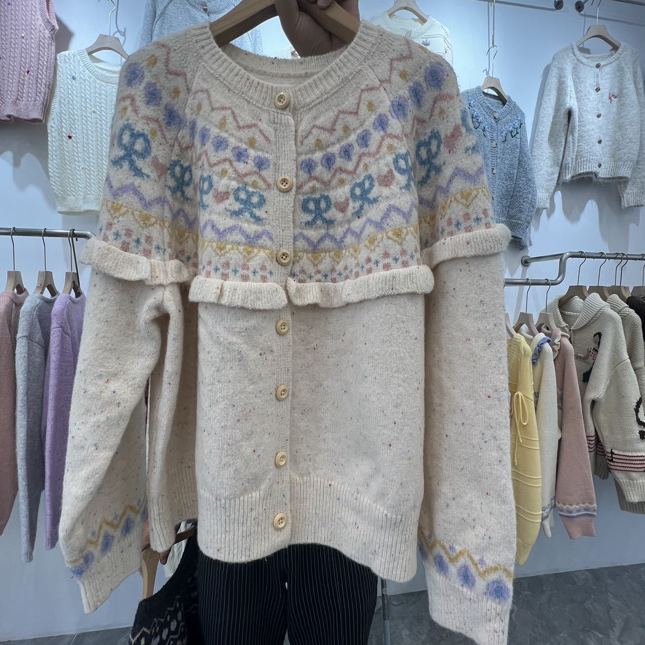 Retro Bow Knit Cardigan Sweaters