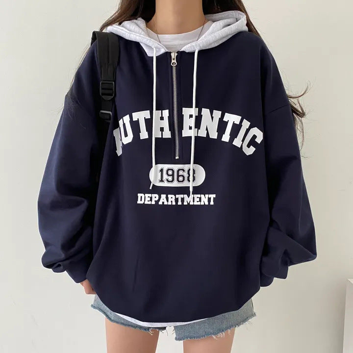 Niche Style Zip-Up Hoodie Sweatshirt