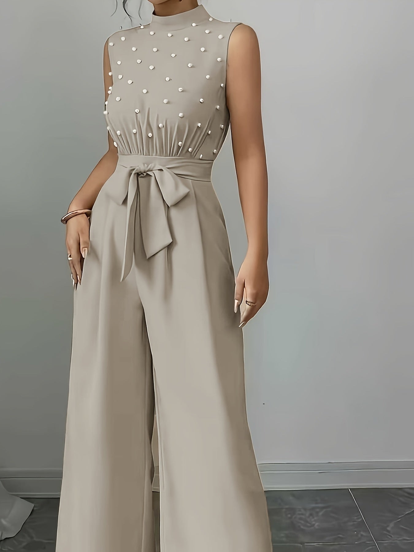 Black Polka Dot Sleeveless Wide-Leg Jumpsuit