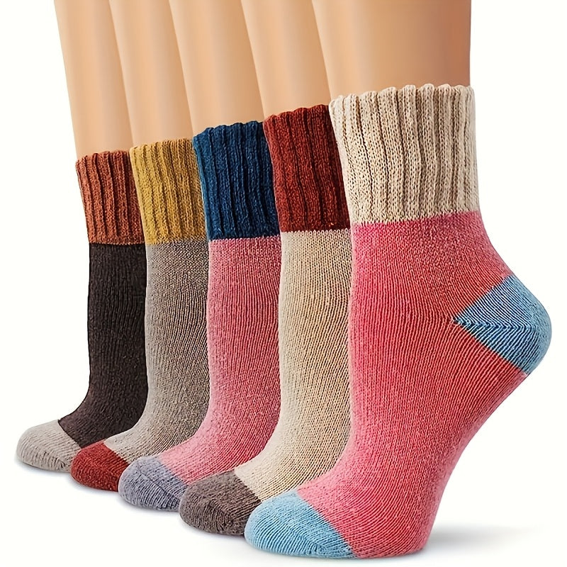 10 Pairs Thickened Soft Warm Women's Winter Knitted Casual Socks for Mountaineering, Skiing, and Christmas Gift Outdoor Socks