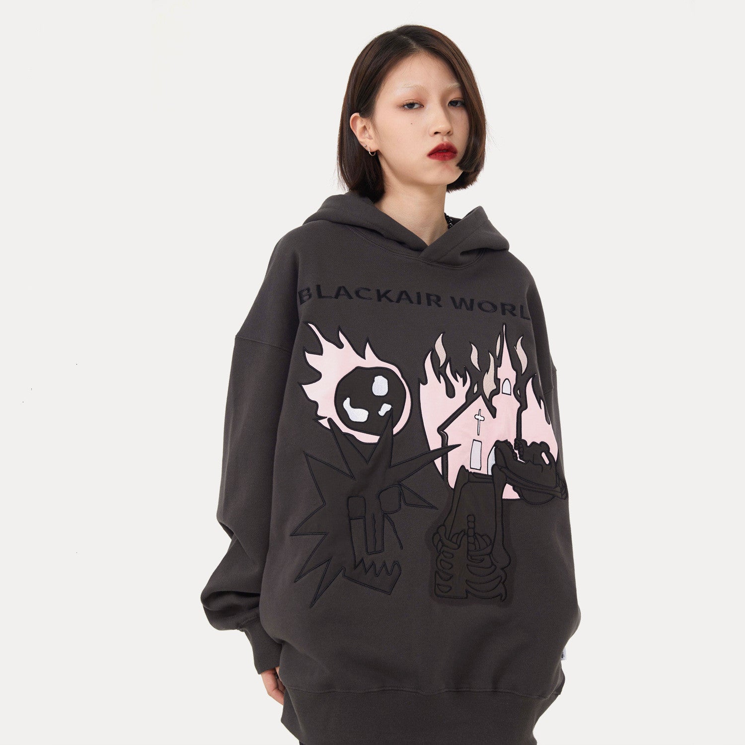Flame Skull Fleece Pullover Hoodie