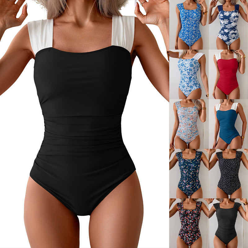 Retro Square-Neck Tummy Control One-Piece Swimsuit