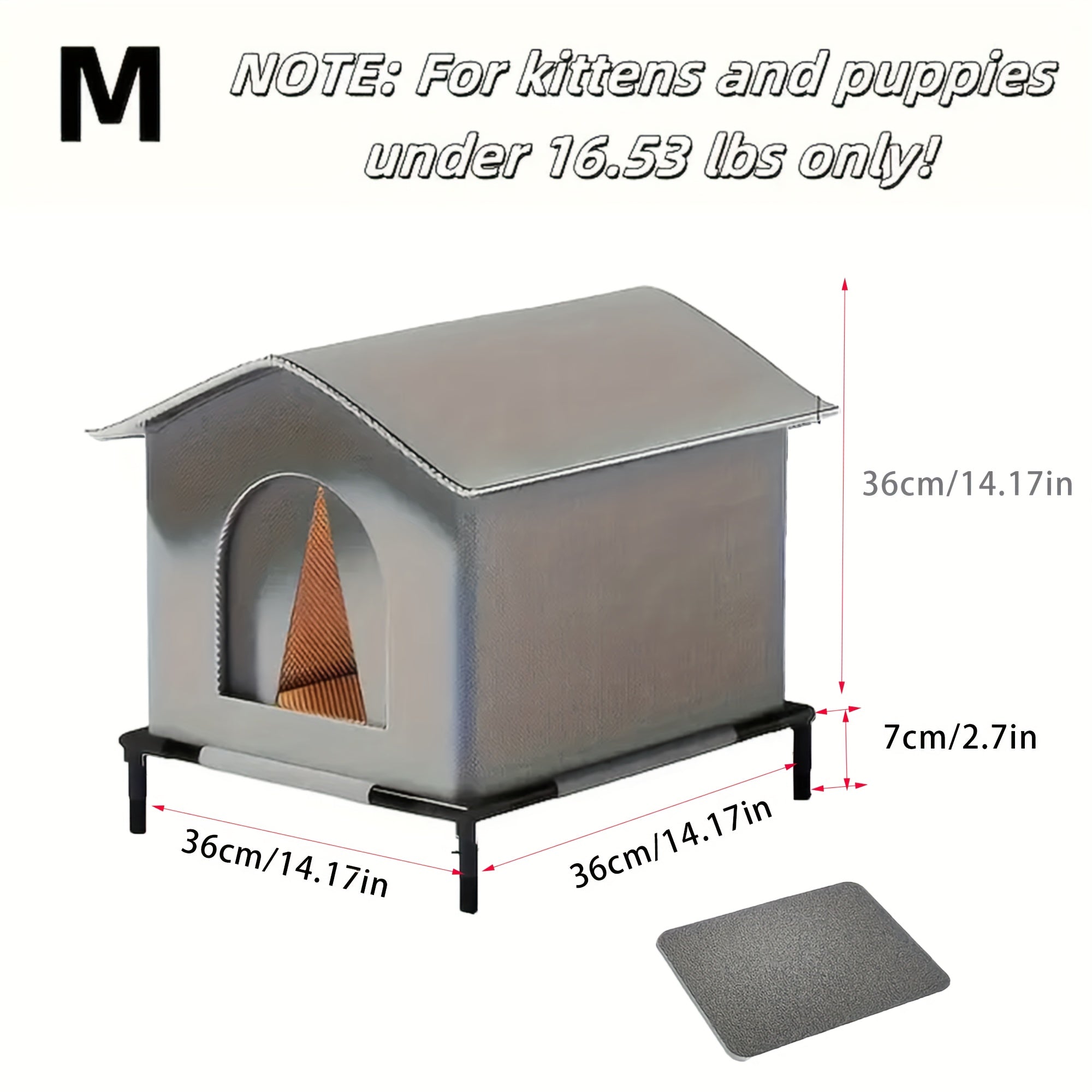 Heavy-Duty Oxford Cloth Outdoor Cat House With Stand - All-Season Insulated Shelter, Windproof &, Easy Assembly, Portable Pet Shelter For Indoor/Outdoor Use
