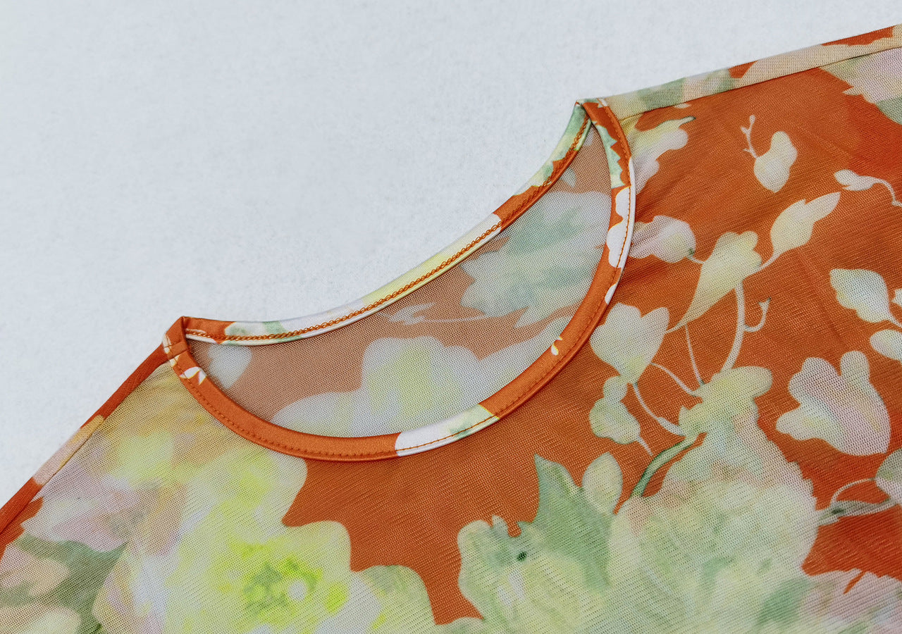 Plus Size Tie-Dye Slim Mesh Top