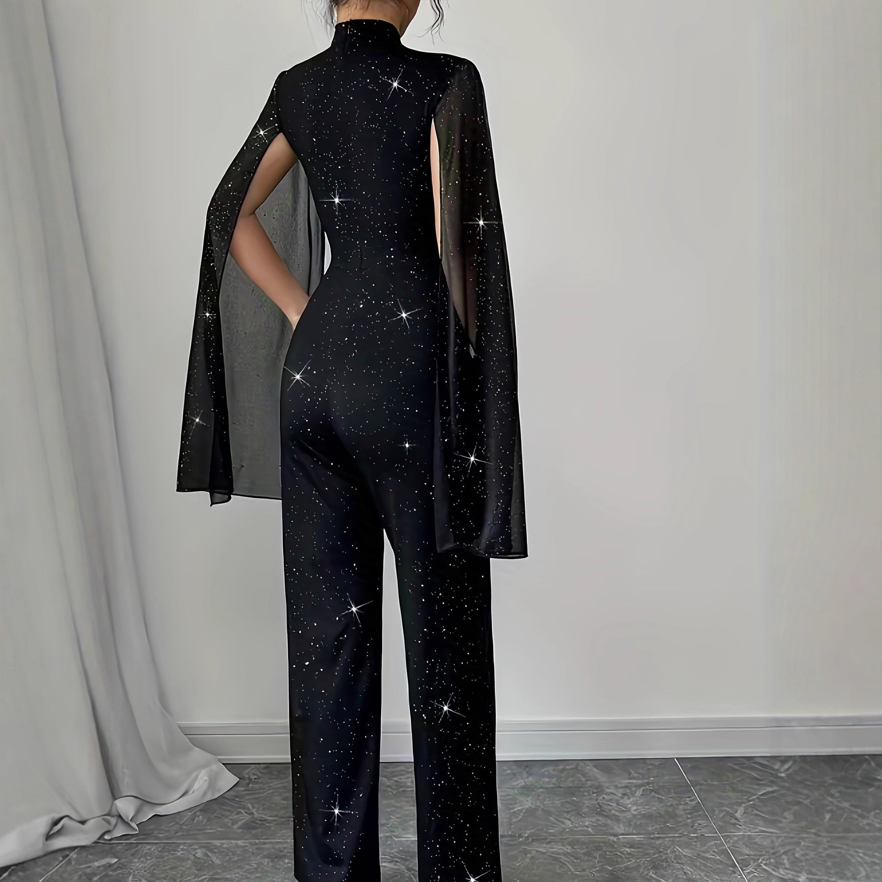 Chic Lantern Sleeve Chiffon Jumpsuit for Women