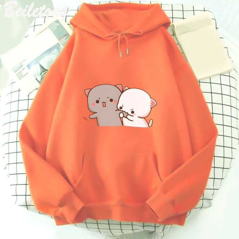 Women's Cartoon Print Casual Hoodie Streetwear Pullover
