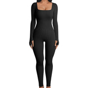 Seamless Long-Sleeve Body Shaper Yoga Jumpsuit