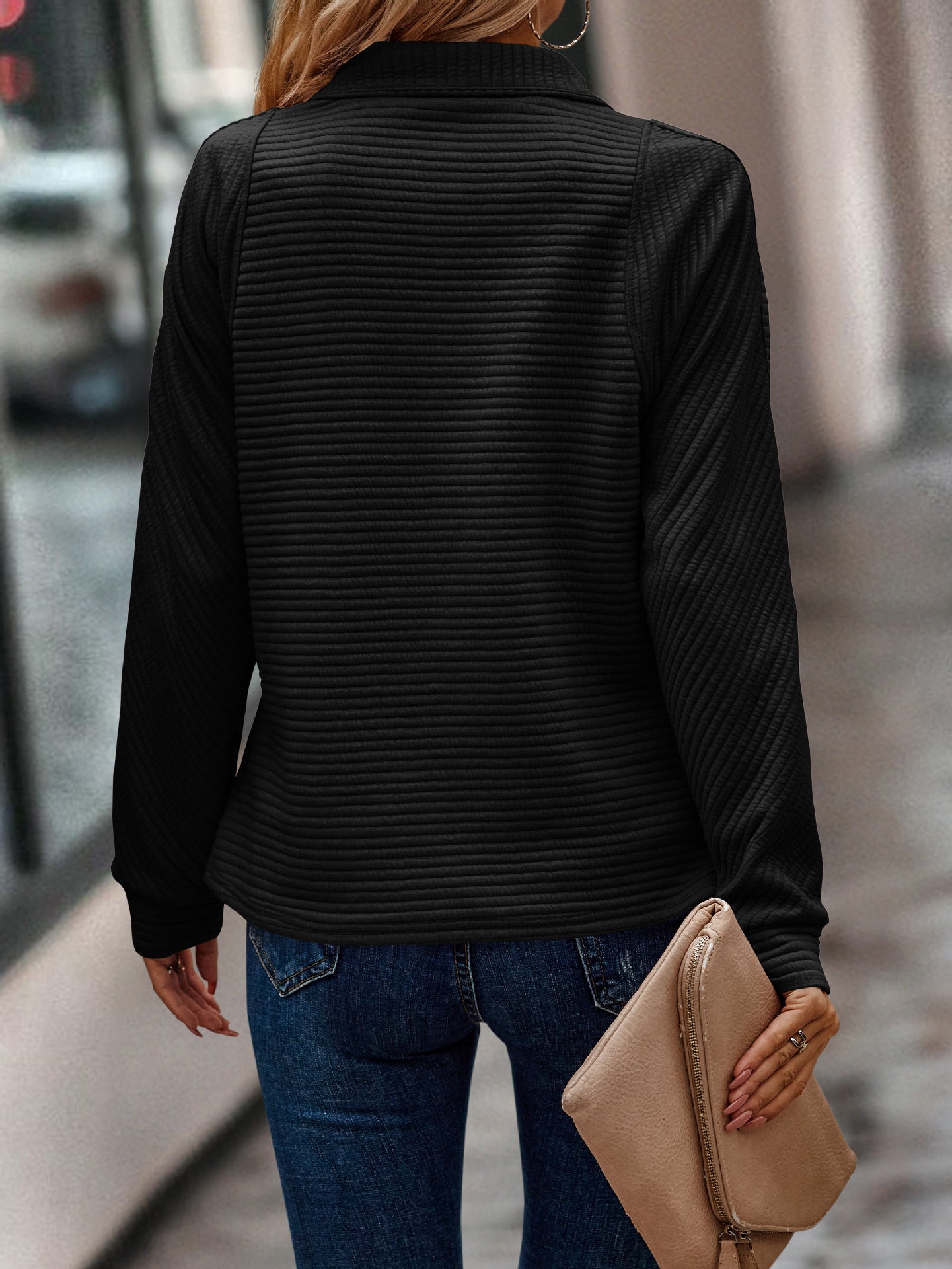 Solid Color Stand Collar Women's Knitted Sweater