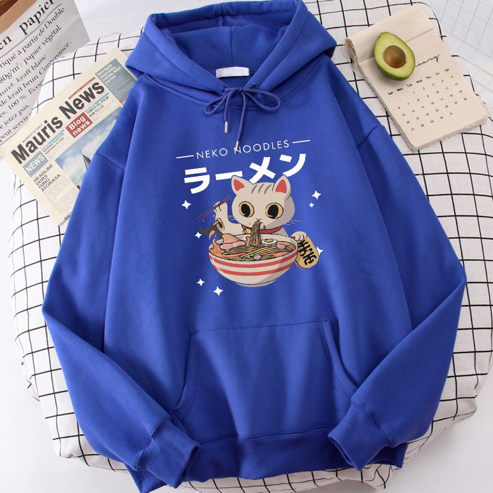 Cute Cat Print Women's Pullover Retro Sweatshirt