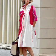 Abstract Pattern 3d Digital Printing Women's Shirt Dress