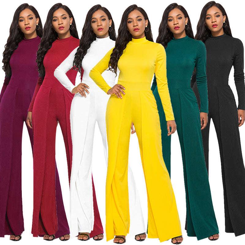 Elegant Long Sleeve Wide Leg Jumpsuit