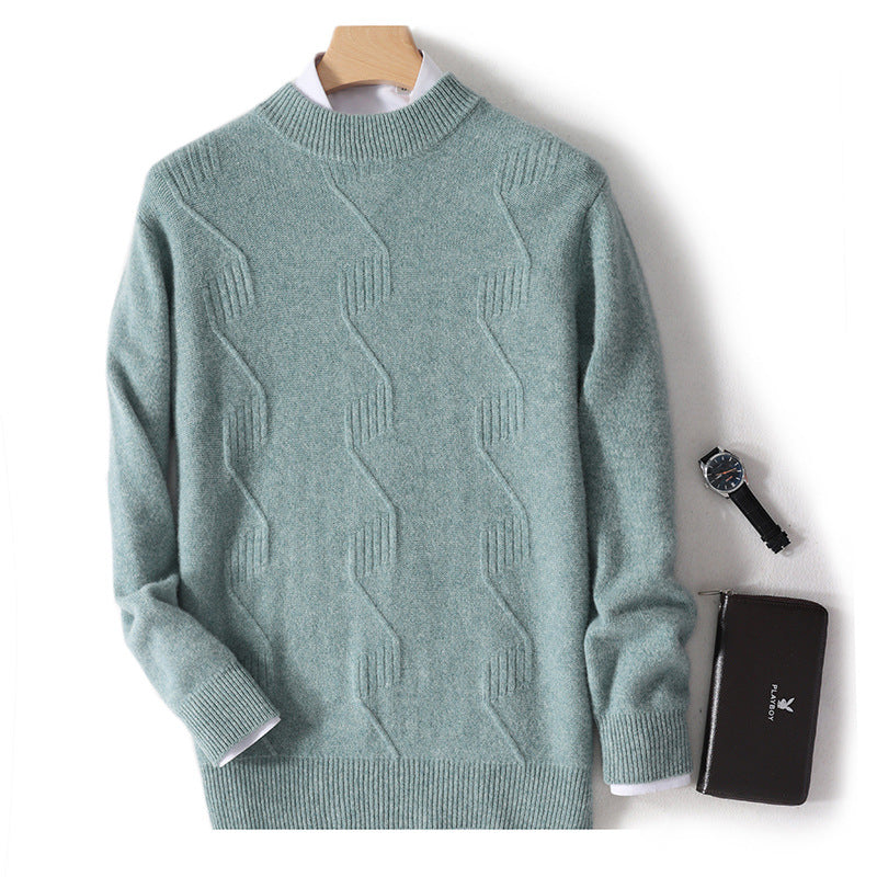 Autumn and Winter Men's Half Turtleneck Thick Sweater Loose Long Sleeve Warm