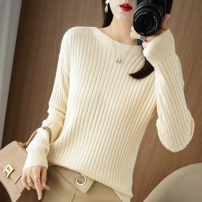 Women's Off-neck Knitted Bottoming Shirt Autumn and Winter New