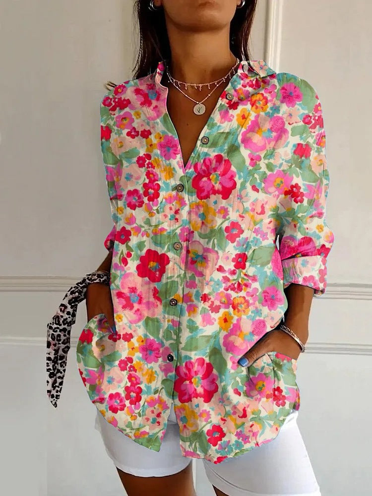 Women's Long-sleeved Printed Shirt