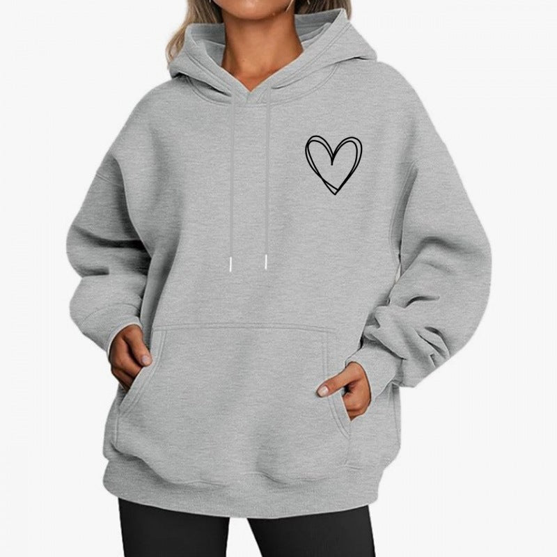 Cozy Korean Style Brushed Fleece Hooded Sweatshirt