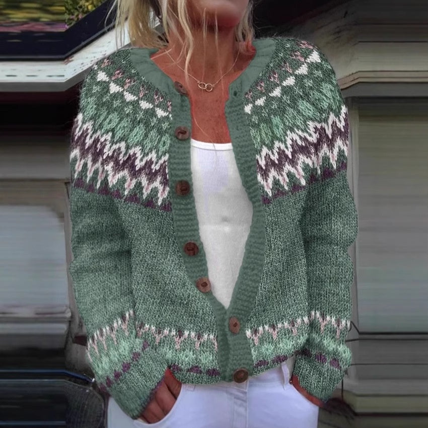 Cardigan Color-blocked Loose-fitting Fashionable Knitwear