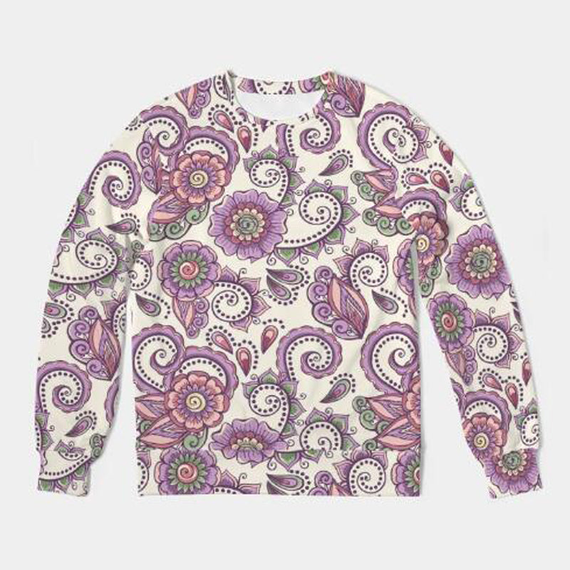 3D Geometric Pattern Printed Casual Oversize Round Neck Sweater