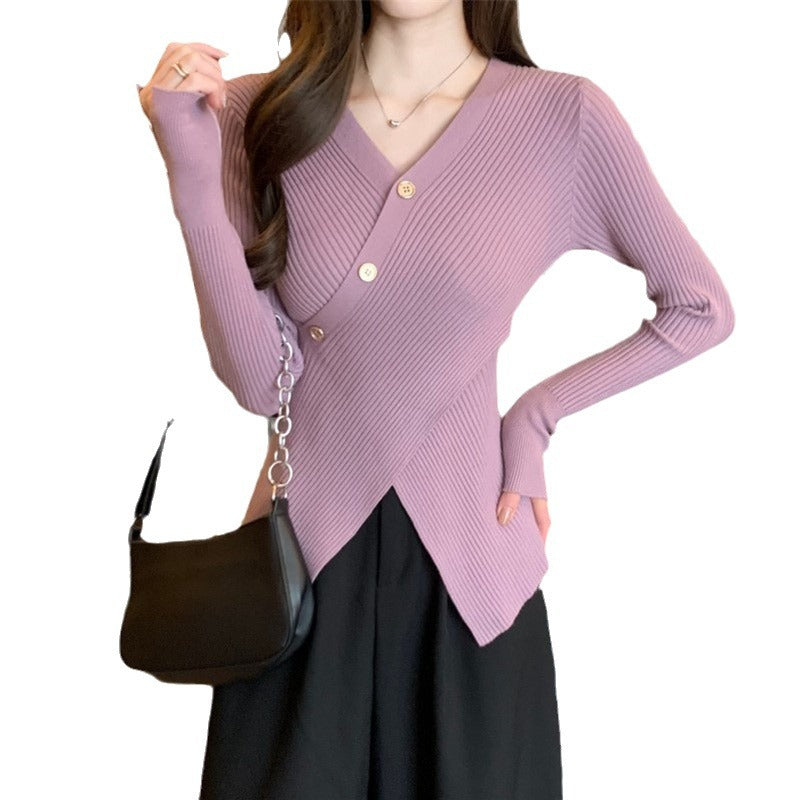 V-neck Pullover Design Sense Slimming Inner Autumn Sweater