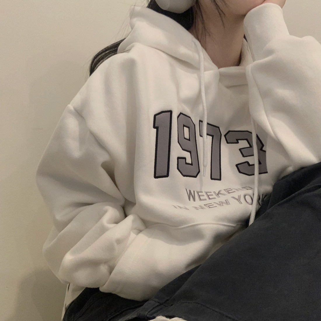 Cozy Fleece-Lined Letter Hoodie for Casual Everyday Wear