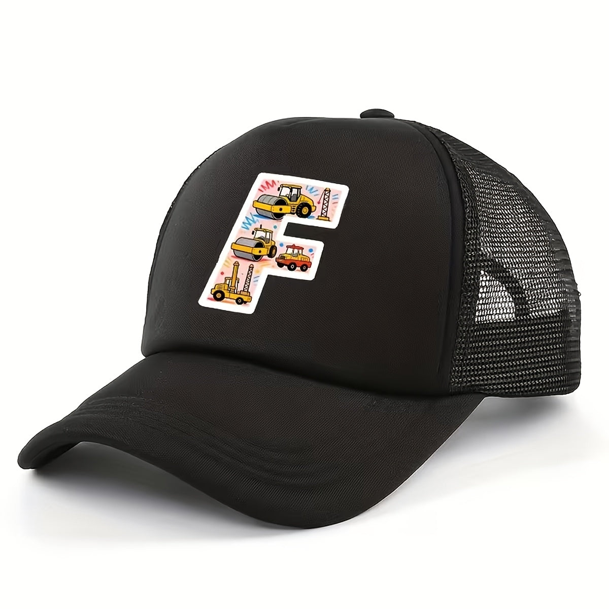 Adjustable Construction Vehicle Printed Trucker Hat for Kids