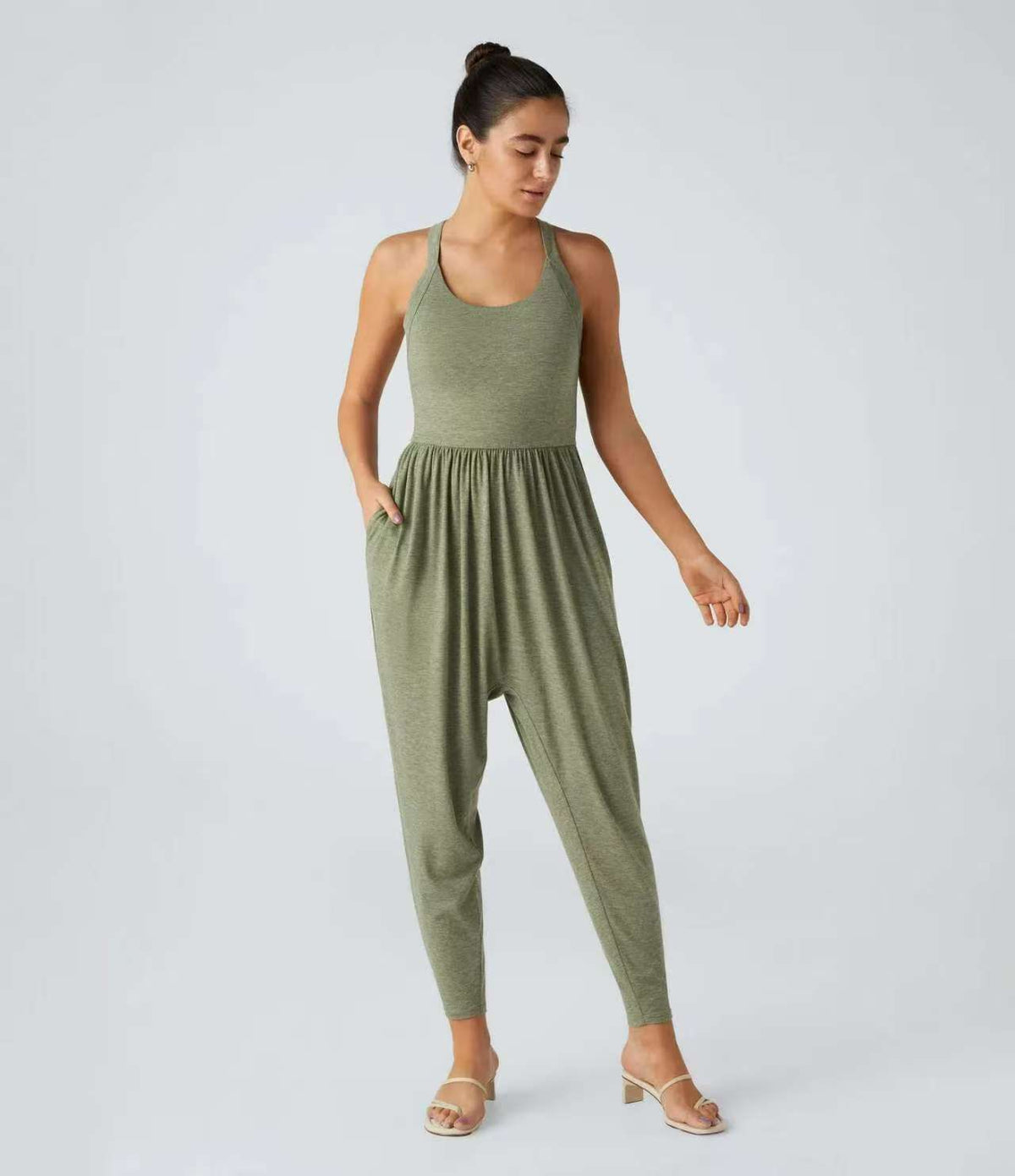 Sexy Lace-Up Sleeveless Hip-Lifting Jumpsuit