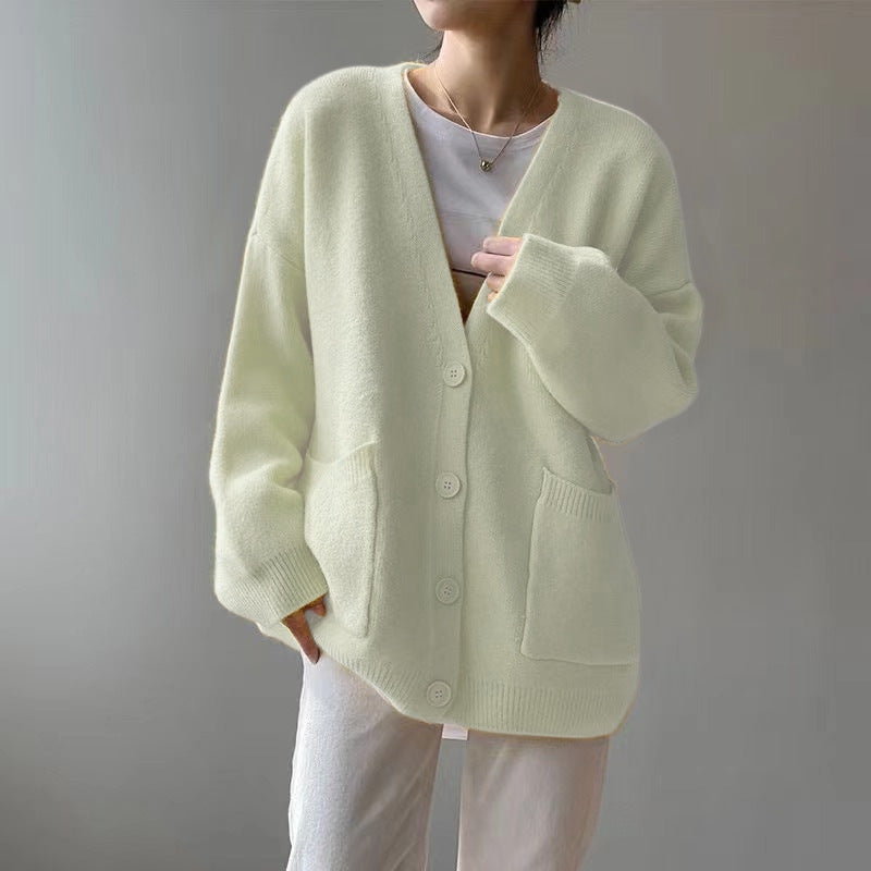 Cozy Preppy Knit Cardigan - Chic Loose Button-Up Sweater