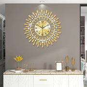 Luxury Golden Wall Clock 60cm Large Silent Decorative Clock for Living Room, Modern Crystal Art Design