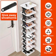 9/6 Tier Shoe Rack, Give Away Shoehorns, For 9 Pairs Of Shoes, Space-Saving Shoe Rack, Shoe Rack For Entryway Storage, Closets, Hallways, College Dorm Essentials, Storage & Organization, Plastic St...