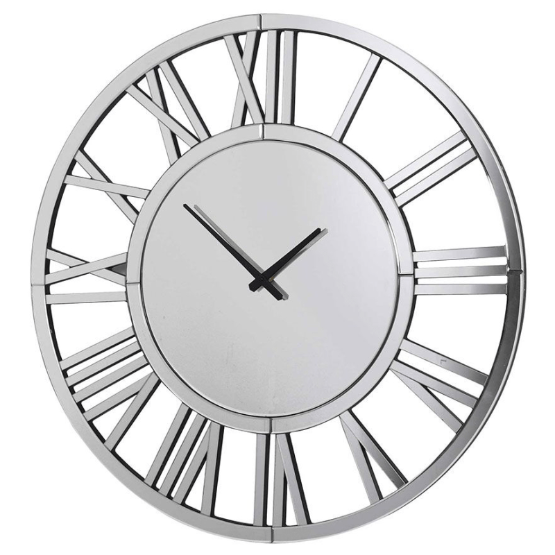 24 Large Wall Clock Decorative Mirrored Wall Clock for Living Room Decor Big Sier Modern Wall Clocks Decor Hour and Minute Hand Battery Operated