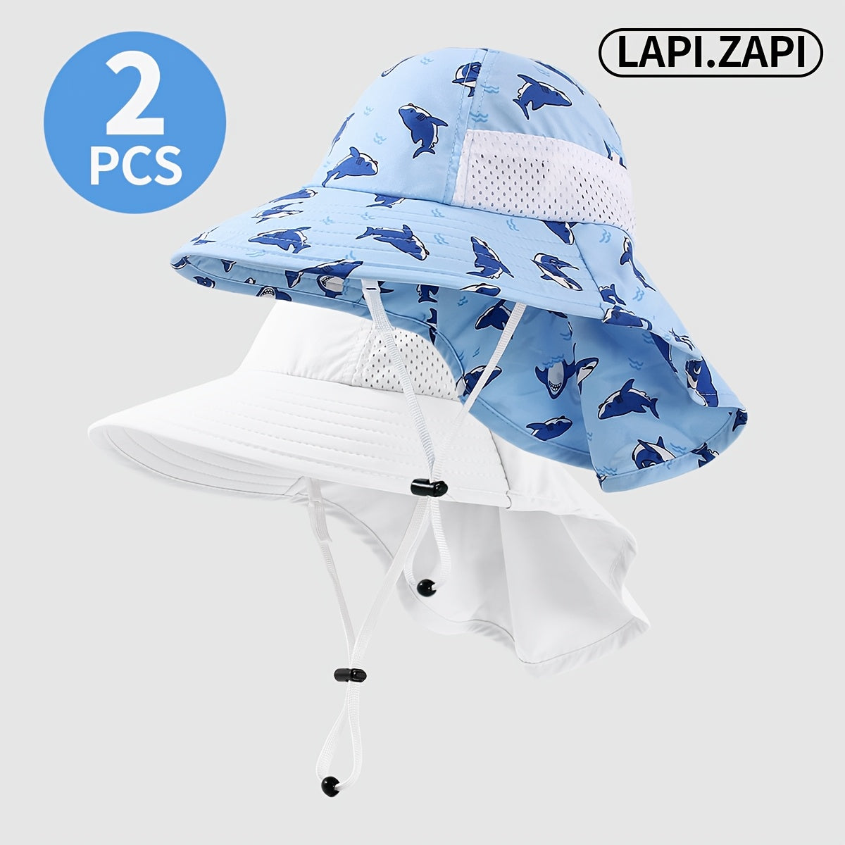 Toddler Flap Bucket Hat Set with Wide Brim and Neck Cover