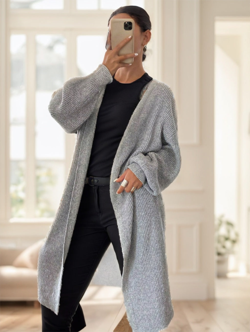 Women's Casual Solid Color Long Cardigan