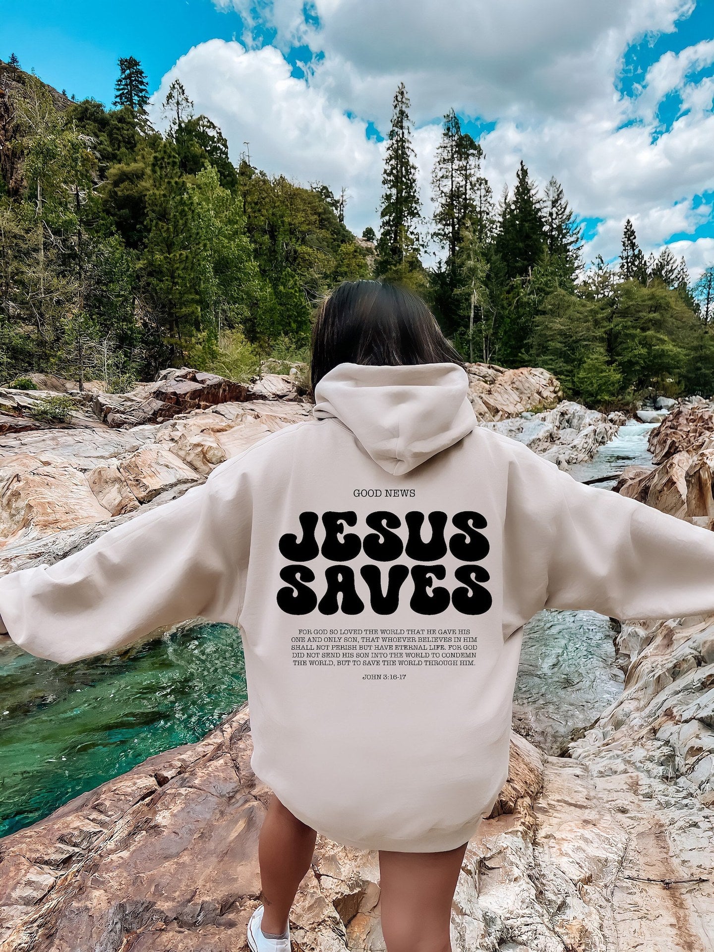 Jesus Saves Christian Faith Hoodie Bible Verse Sweater