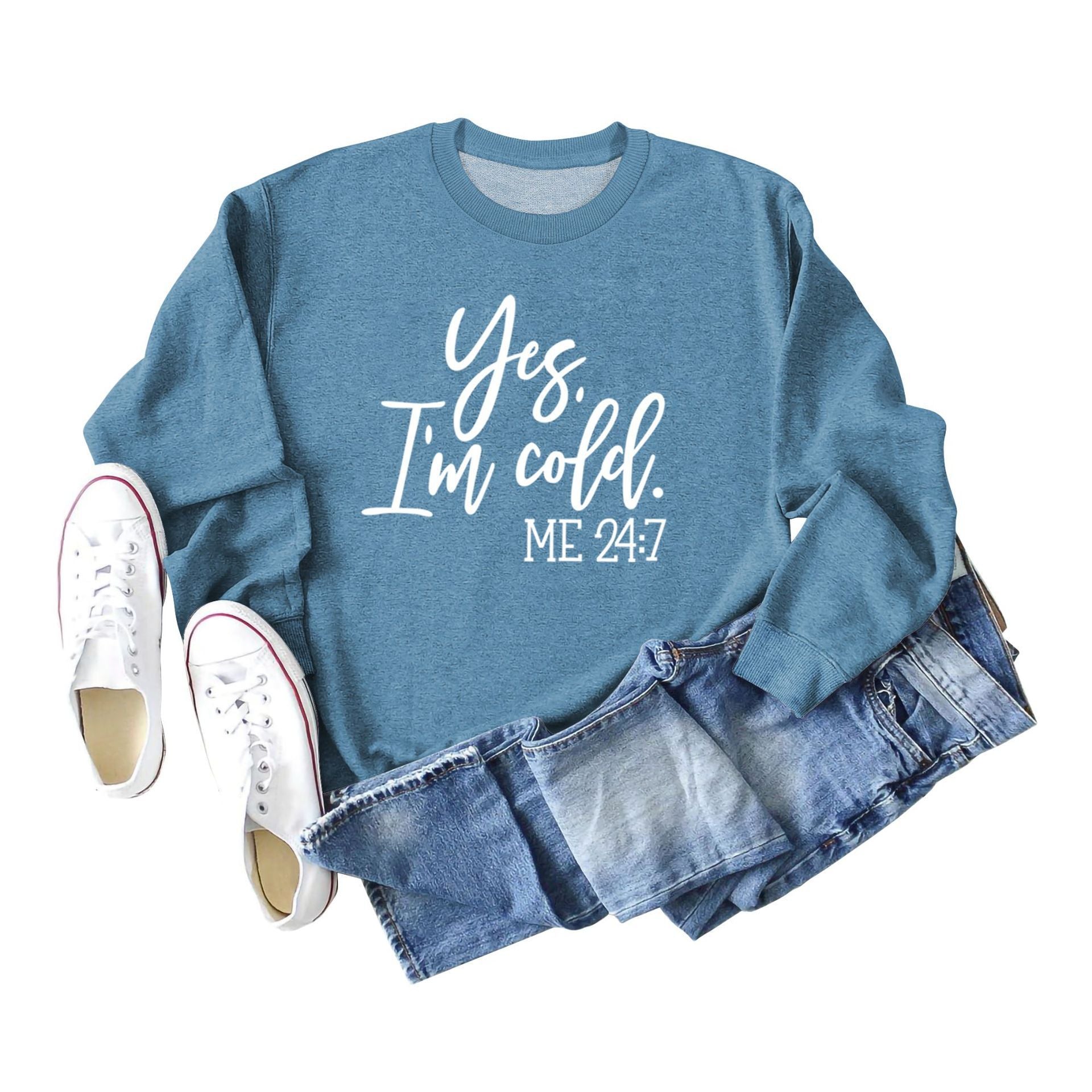 Retro Letter Print Cotton Crew Neck Women's Sweatshirt