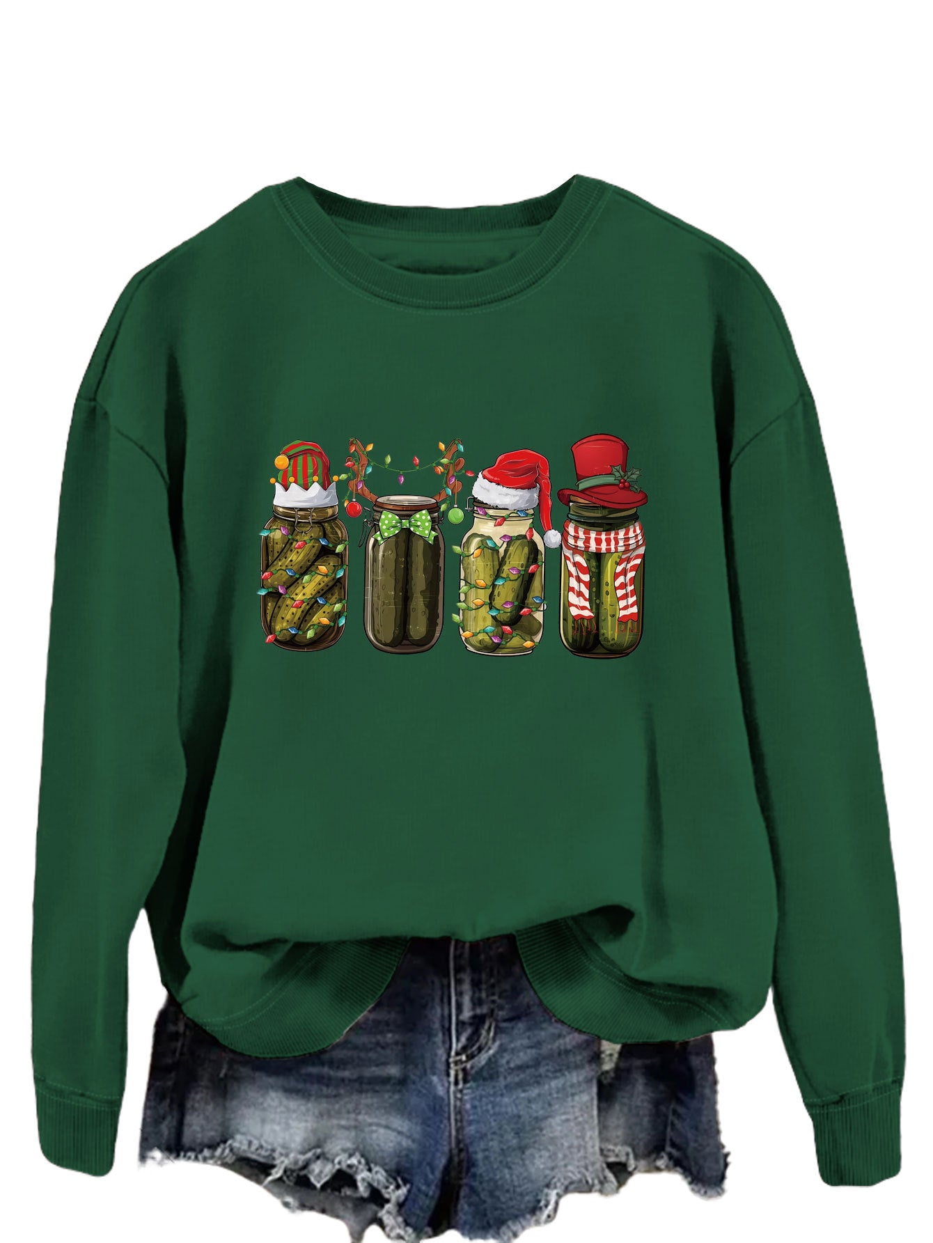 Funny Canned Cucumber Print Pullover Streetwear Sweatshirt
