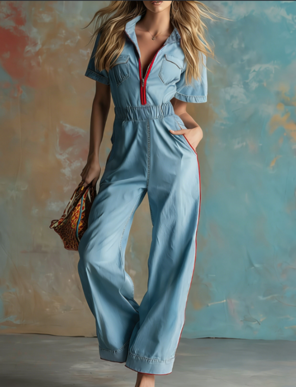 Workwear Waist-cinching Wide-Leg Jumpsuit