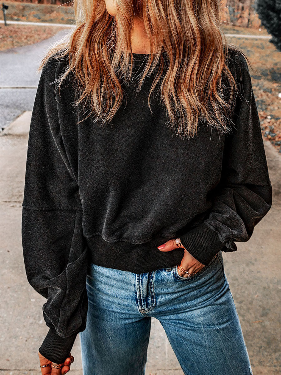 Chic Backless Solid Color Long-Sleeve Women's Sweater