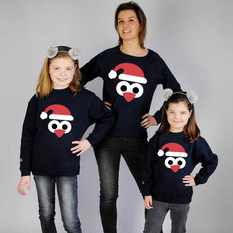 Matching Family Christmas Cartoon Print Hoodies