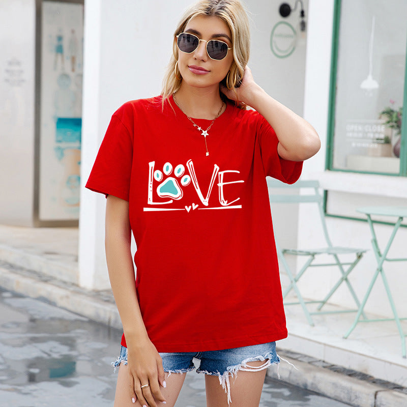 Chic Plus Size Letter Print Loose Cotton T-Shirt