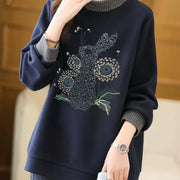 Plus Size Embroidered Half Turtleneck Sweatshirt