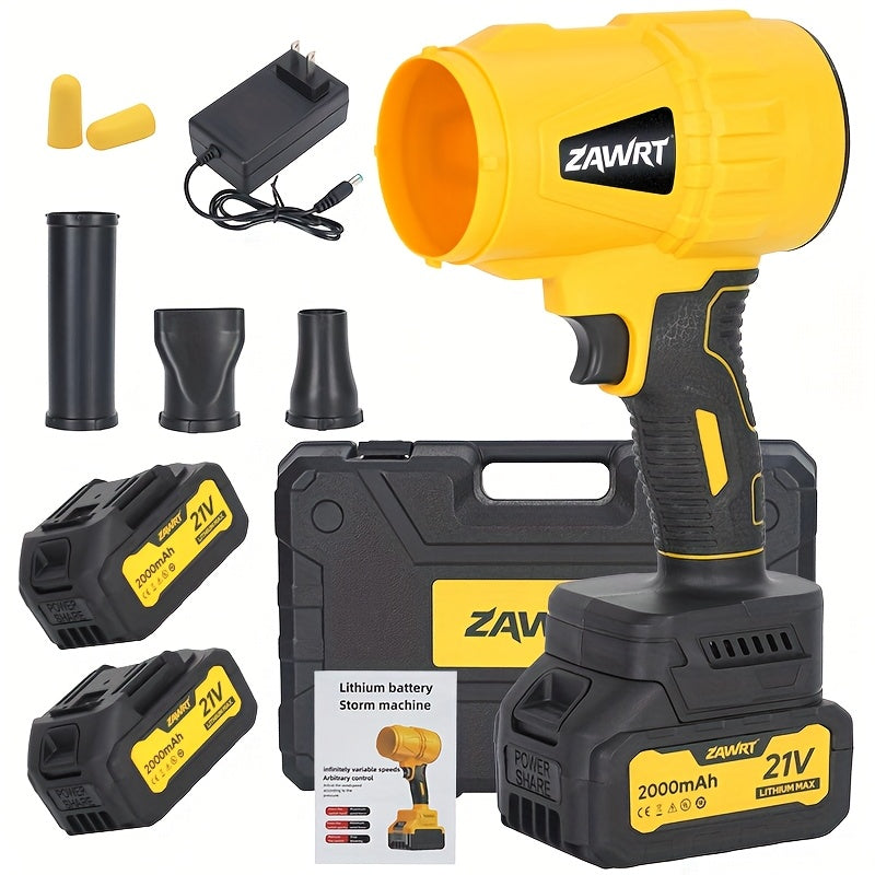 Turbo Jet Blower: Cordless High-speed Electric Fan With 3 Nozzles, Storage Box & 2 Batteries. Doubles As Jet Air Dryer, High-pressure Blower, Car Dryer & Handheld Snow Blower. Great For Home/outdoor U