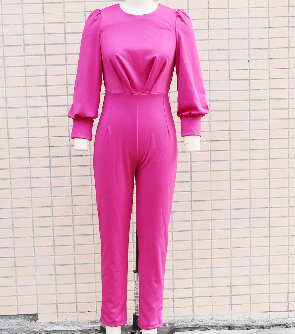 Women's Backless Slim Fit Long Sleeve Jumpsuit